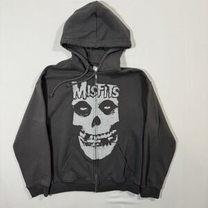 Misfits Band Hoodie Crimson‎ Ghost Full Zip Gray H&M XS Punk Grunge Streetwear